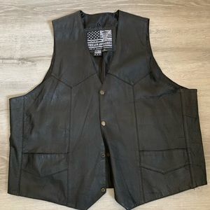 USA Bikers Dream Apparel Motorcycle Leather Vest Button Men Sz 46 XL
